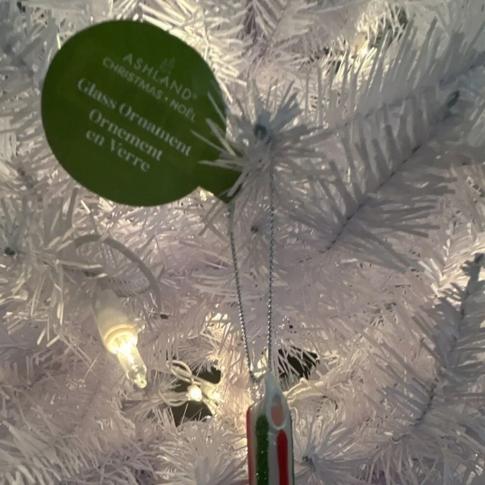 Ashland Glass Finial Ornament Red Green White Christmas Geometric Hanging 8